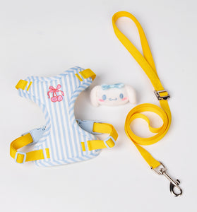 Cute Cherry Stripe Dog Harness & Leash Set | 4 Colors | Includes Plush Toy